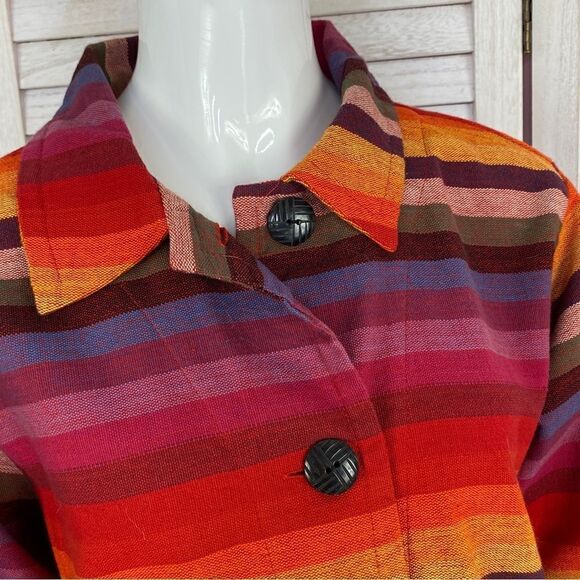 Chico’s Design Vintage Rainbow Stripe Serape Shirt Jacket Medium Western - Picture 7 of 12
